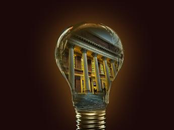 lightbulb with Harvard inside